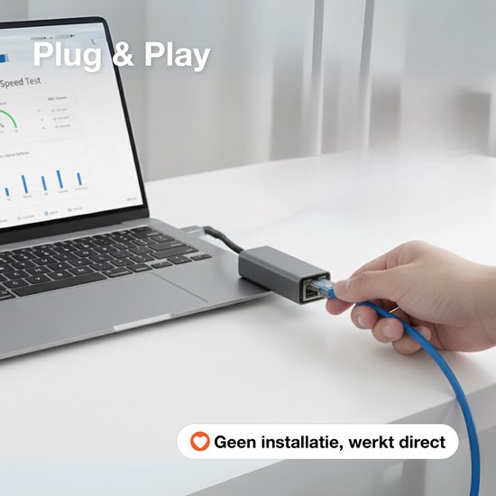 Skoov Ethernet Adapter USB C Kabel - USB C zu Ethernet - Internet - Netzwerkadapter - 1000 Mbps - Gigabit