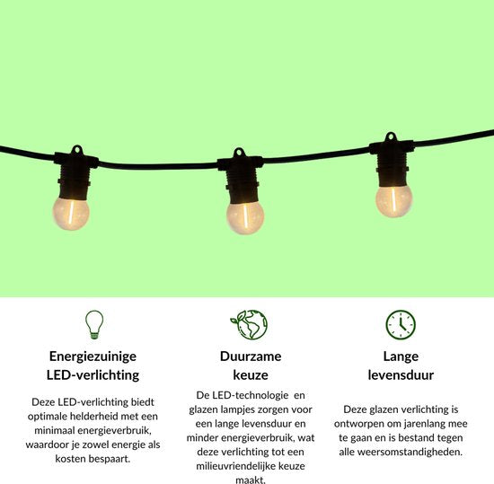 ein sonniger Tag Lichtschnur im Freien - Lichtgirlande - Lichtschnüre für den Außenbereich - Bobby Cable - warmweißes Licht - 10 Meter - led - Lichtschnur für den Innen- und Außenbereich - Lichtschnüre - Lichtschlauch für den Außenbereich - 10 led Glühbir
