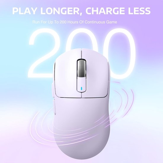 ATTACK SHARK Kabellose Gaming-Maus - Kabelgebunden/2.4G/BT5.4 - Leichtgewicht 49G - PAW3395 - 26000DPI - Lavendel