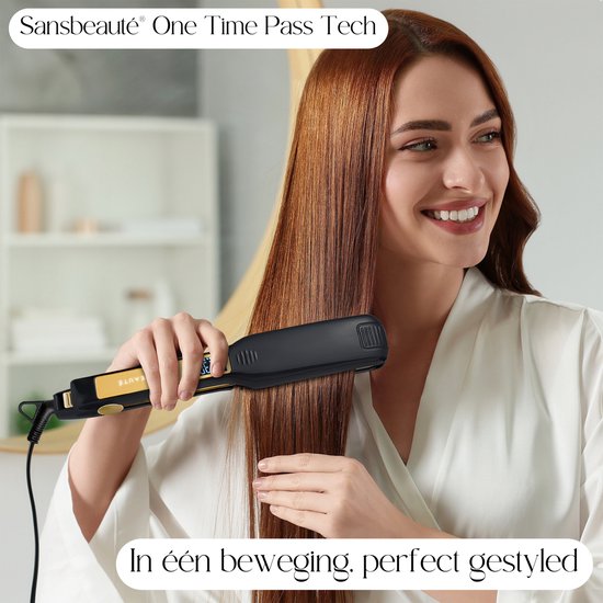 Sansbeauté® Professionelles Glätteisen - 2 in 1 - Lockenstab - Glätteisen - Haarglätter - Schnelles Aufwärmen - 80℃ bis 230℃ - Glätten & Locken - ION-Technologie