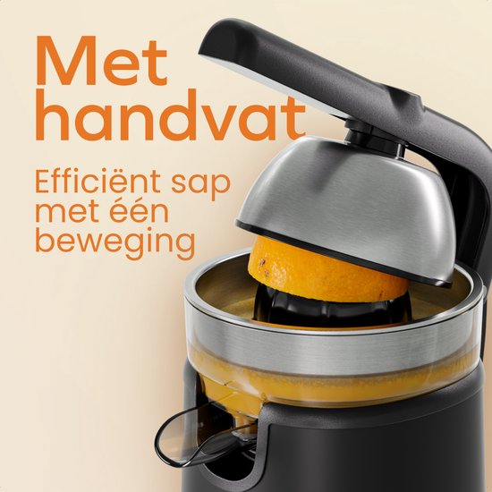 KitchenBrothers Zitruspresse - Mit Ausgießer und Griff - 0.35L - Schwarz