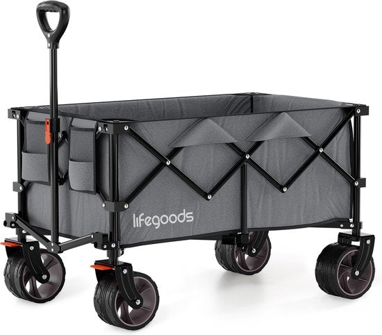 LifeGoods Wagon - XL - faltbar - 200L - 100KG Tragfähigkeit - Grau