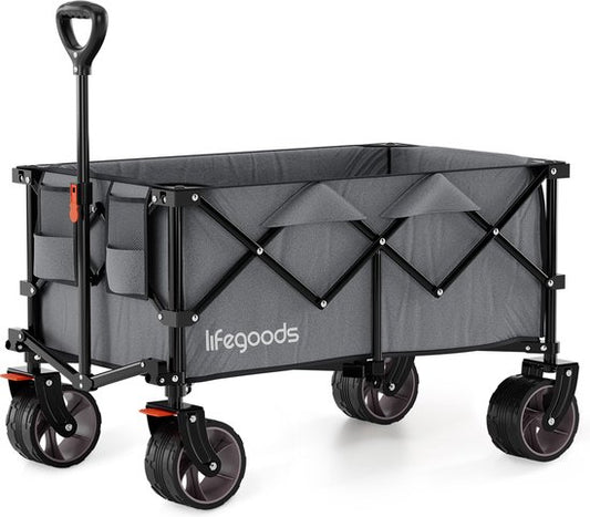 LifeGoods Wagon - XL - faltbar - 200L - 100KG Tragfähigkeit - Grau