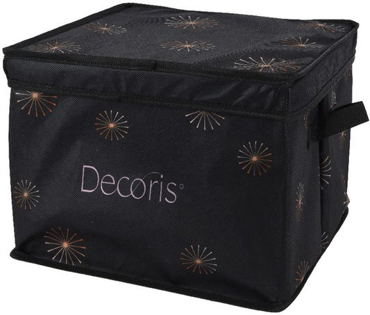 Decoris Aufbewahrungsbox für Weihnachtskugeln – Weihnachtsdeko Organizer – Faltbar – Polyester – 41 x 31 x 32 cm – Schwarz