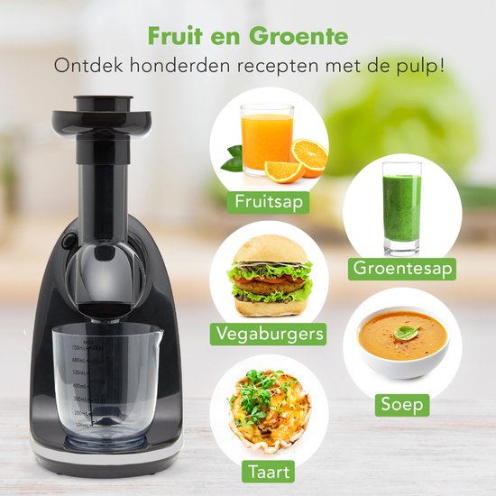 KitchenBrothers Slowjuicer - Entsafter - Gemüse- und Obstpresse - 700ml - mit Fruchtfleischbehälter - Saftpresse - Perlweiß