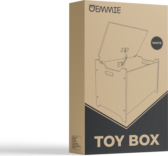 Oemmie Spielzeugbox - Aufbewahrungsbox - Aufbewahrungsbox - Aufbewahrungsbox - Aufbewahrungsbox Kinder - 60x40x37cm - Sicherheitsscharniere - Weiß