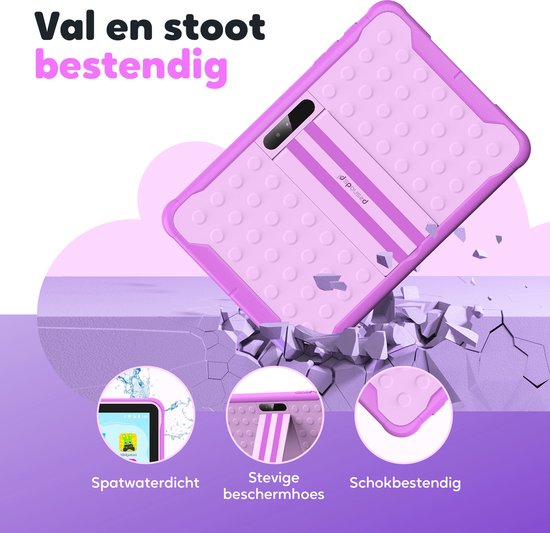 Spoused Kinder-Tablet - 10,1 Zoll - Kinder-Tablet ab 3 Jahren - 64GB - 4GB RAM- 6000 mAh Akku - Inkl. Schutzhülle & Parent Control App - Lila