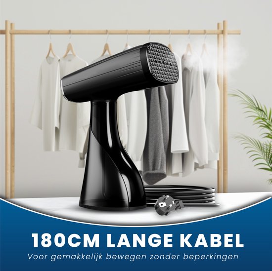 HomeShift Wäschedampfer - Dampfer - Handdampfer - Für Kleidung und Möbel - 380ML - Schwarz