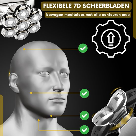 6-in-1 Sansbeauté® SkullSharp MAX Rasierer - Für Männer - Trimmer - Clipper - Gesichts- und Kopfrasierer - Nass- und Trockenrasur - Elektrisch