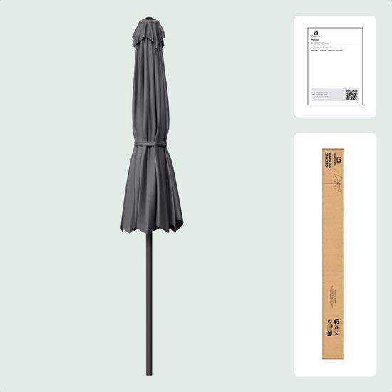 LifeGoods Sonnenschirm - Garten - 210x140cm - 30° neigbar - Wasserdicht - UPF50+ - Dunkelgrau