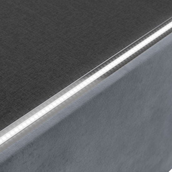 Juskys - Polsterbett Nizza - 120 x 200 cm - LED-Beleuchtung & Bettschublade - Grau