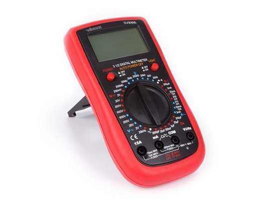 Velleman Digitalmultimeter, geeignet zur Messung von Wechselstrom/Gleichstrom, Wechselspannung/Gleichspannung, Widerstand, Kapazität, Dioden, Durchgang, Frequenz und Temperatur, inklusive Messleitungen