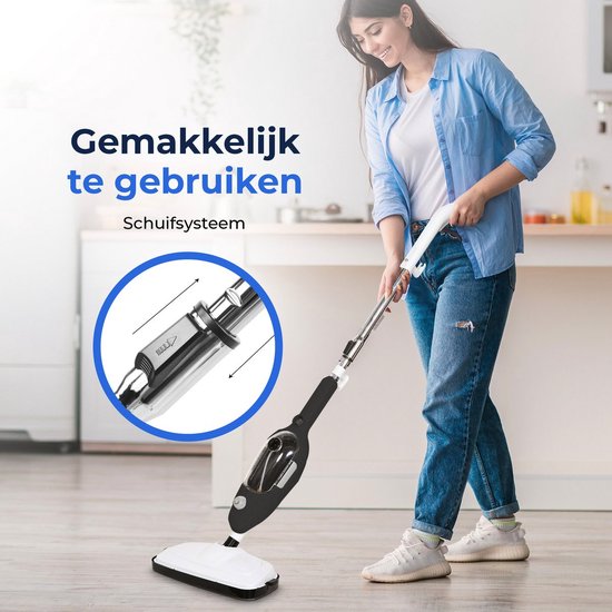 Dampfreiniger 2 in 1 - Handdampfer - Fleckenreiniger - Mit 8 Aufsätzen und 2 Mikrofasertüchern - Sofa-, Boden-, Bad- und Teppichreinigung - Schwarz