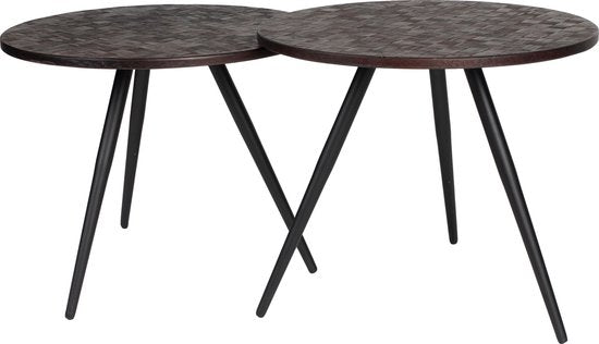 Housecraft Living Webster Beistelltisch, rund, Teakholz, braun – 2er-Set