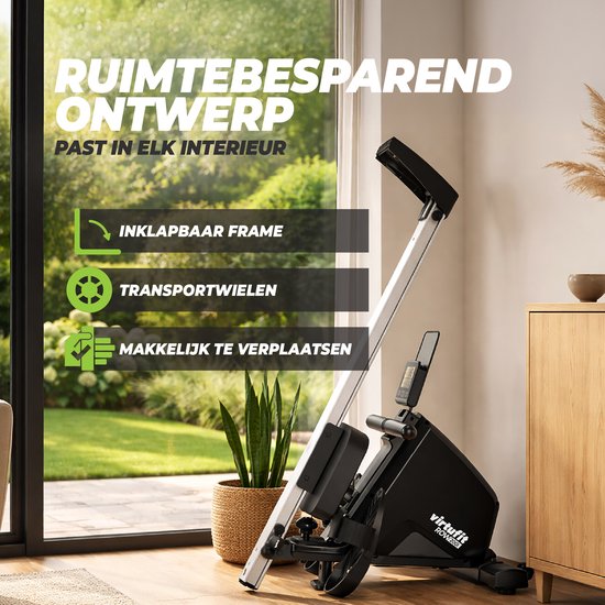 VirtuFit ROW200i Rudergerät – Zusammenklappbar – 10 Widerstandsstufen – Geräuscharm – Kinomap & FitShow – LCD-Display mit Tablet-Halterung – Rudergerät für zu Hause – Rudergerät (ROW450)
