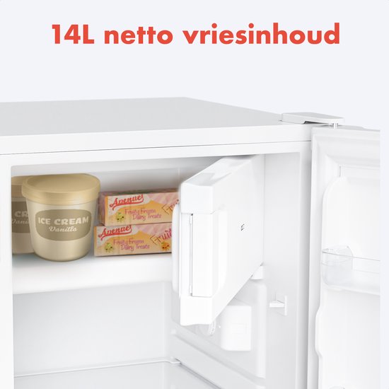 KitchenBrothers Kühlschrank - 88L Kühlfach - 14L Gefrierfach - Eisfach - Frigo - Freistehend - Weiß