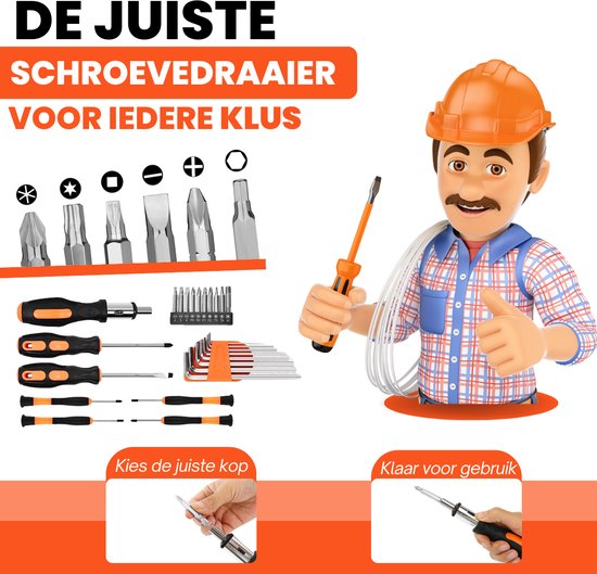 Vertrex Werkzeugkoffer gefüllt - Werkzeuge - Werkzeugsatz - Werkzeugkoffer - Schraubendrehersatz - Bandmaß - Bandmaß - Hammer - Bitsatz - Inbusschlüsselsatz - Spannungsprüfer - Säge - Stanley-Messer
