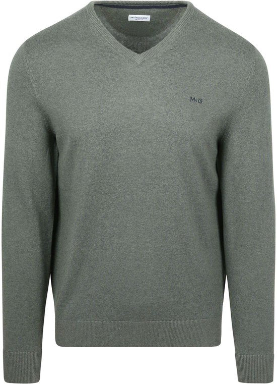 McGregor Pullover aus Merinowolle mit V-Ausschnitt, salbeigrün – Größe S – Herren – Pullover