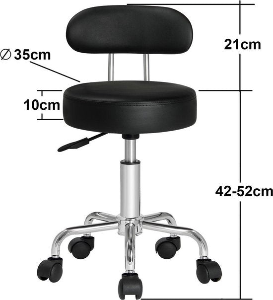 Casaria Drehhocker mit Rückenlehne - Sitzhöhe verstellbar 46 - 60 cm