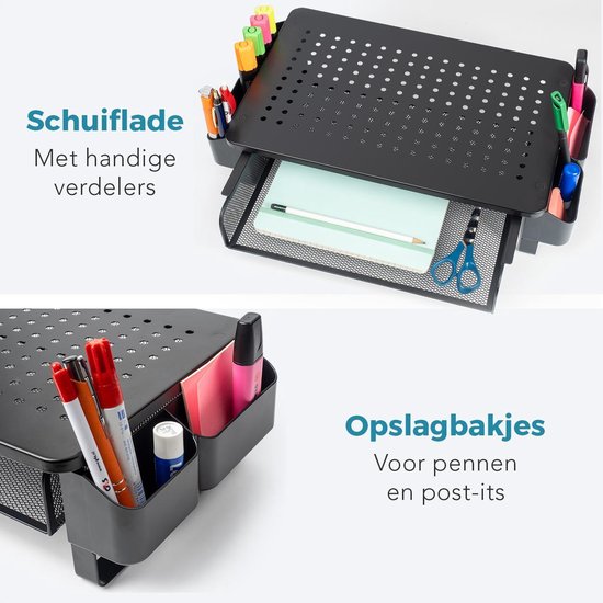 LifeGoods Monitorständer - Monitoraufsteller - Bildschirmaufsteller - Verstellbar - 37 x 23,5 x 10 cm - Metall - Schwarz