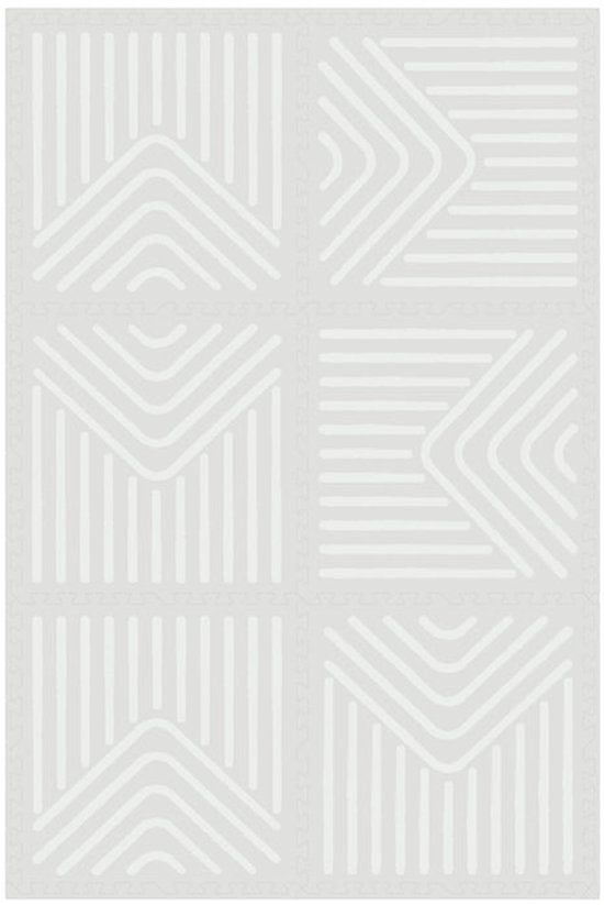 NilaFee™ – Spielmatte – Schaumstoff – Baby – Spielteppich – Krabbelmatte – 180 x 120 x 1,5 cm – Puzzlematte – Aufbewahrungstasche – Geometrie Grau