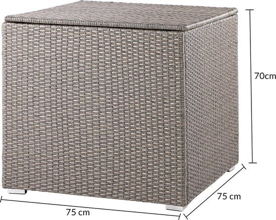 Casaria Polyrattan-Kissen-Box - 318 L mit Deckel - 75x75x70cm Beige