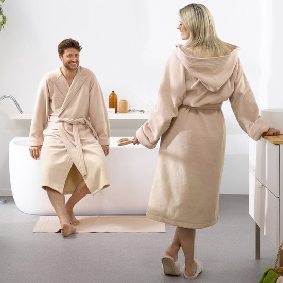 Moodit Bademantel Reese, Sand - XL - Unisex - Baumwolle/Polyester