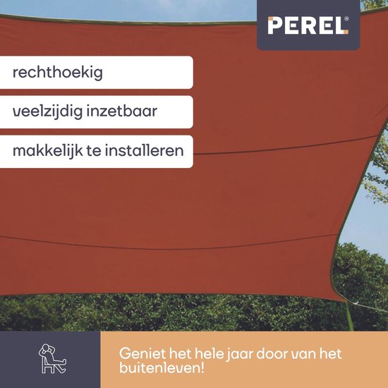 Perel Schattentuch, wasserabweisend, 2 x 3 m, 160 g/m², Polyester, rechteckig, terracotta