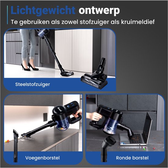 Saaf G90 Stick Staubsauger - 250W - Stick Staubsauger Cordless - Bagless Staubsauger - 7-teiliges Set mit biegbarem Griff - 30kPa - Dustbuster - Schwarz
