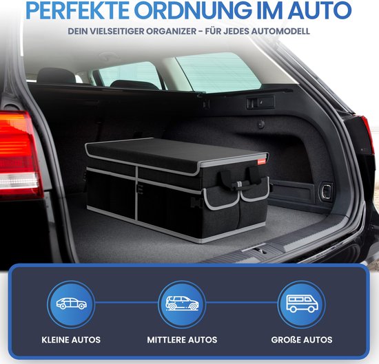 HELDENWERK Premium Kofferraum-Organizer mit Deckel, stabil & rutschfest - Faltbare Kofferraumtasche, groß mit doppeltem Boden - Kofferraumbox, Kofferraum-Organizer-Box