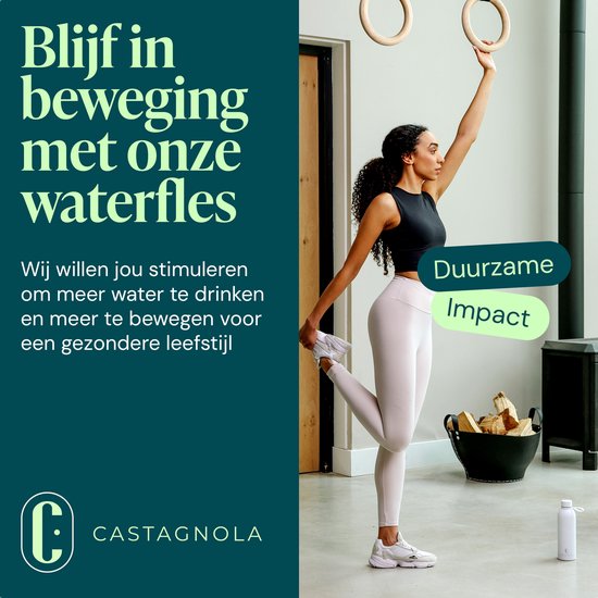 Castagnola Wasserflasche - Edelstahl-Trinkflasche 500 ML - Stahl-Thermoskanne - Trinkflaschen für Erwachsene - Doppelwandig - Weiß