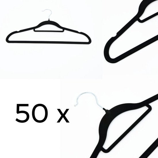 Ceruzo Kleiderbügel Schwarz - 50 - Anti-Rutsch - Drehhaken