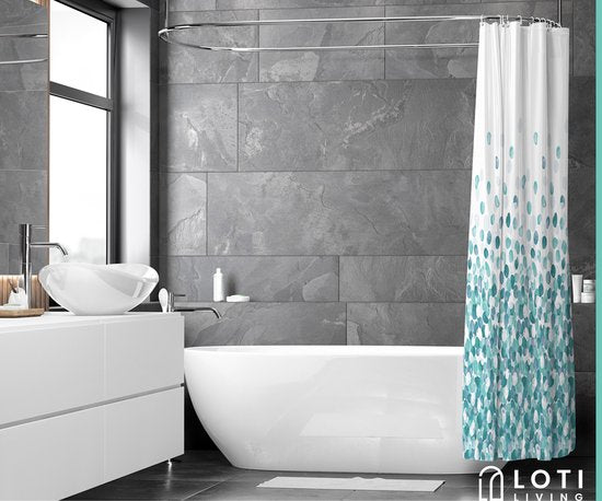 Loti Living Duschvorhang Anti-Schimmel - Ozean - Ringe enthalten - Wasserdicht - Polyester - Duschvorhang 180x200 cm