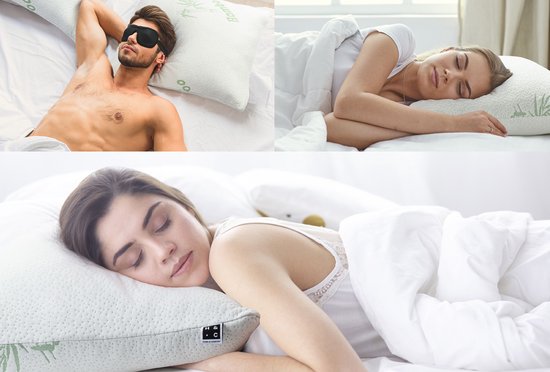 H&C Bamboo Memory Foam Pillow - Antibakteriell - Anti-Hausstaubmilben - Für Seitenschläfer