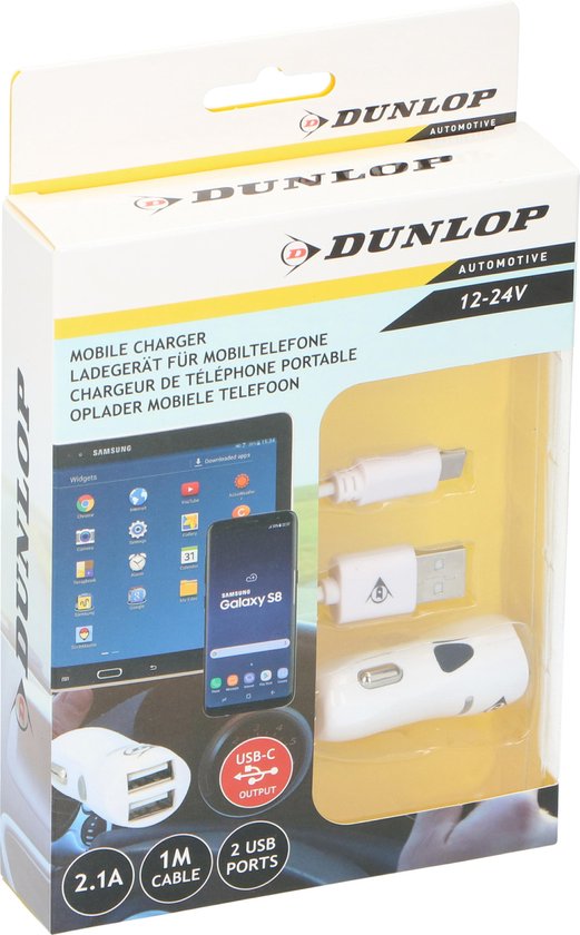 Handy-Ladegerät - Typ C - 2 USB-Anschlüsse - 1 Meter - Weiß