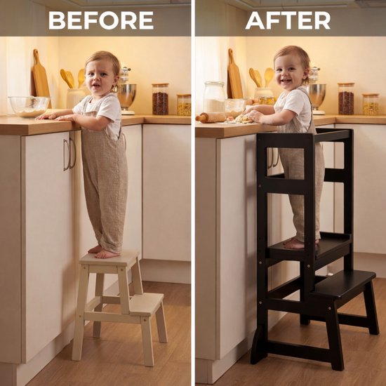 Oemmie Lernturm - Lernturm - Montessori Lernturm - Lernturm Kitchen Aid - Lernturm - Step up - Kindertreppe - Schwarz