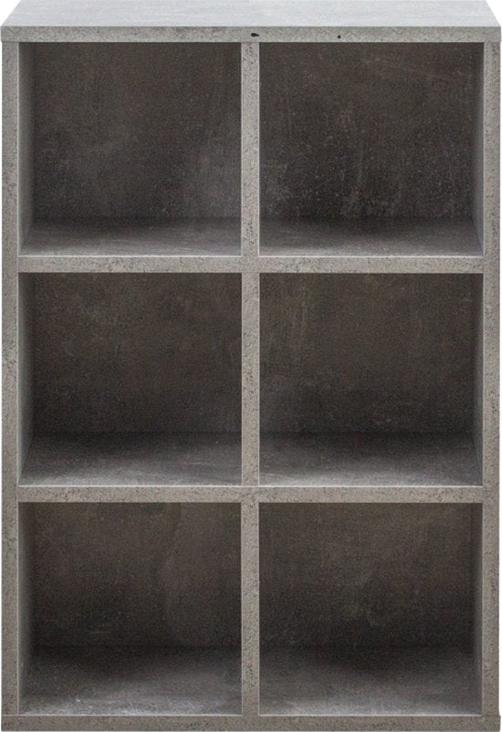 VDD-Fächerschrank - Aufbewahrungsschrank - Bücherregal - Wandschrank - 6 offene Fächer - Grau - 97,5x 97,5x33 cm