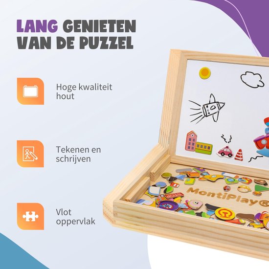 MontiPlay® Magnetspielzeug Fahrzeuge - Magnetbuch - Kreidetafel Kinder - Magnetbuch - Magnetisches Spielzeug - Zeichentafel - Montessori - Sensorik - Busy Board - Spielzeug für unterwegs - Spielzeug für das Auto - Spielzeug für unterwegs
