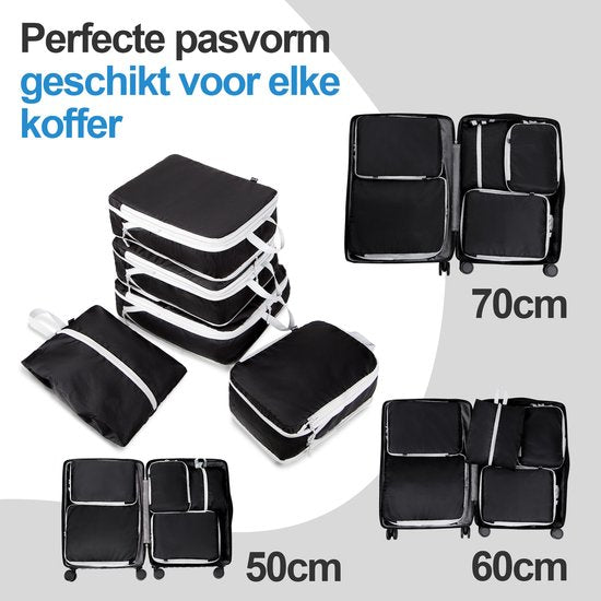 Compression Packing Cubes Set - 5 Stück - Compression Zip - Rucksack / Reisegepäck / Koffer Organizer - Schwarz - Saaf