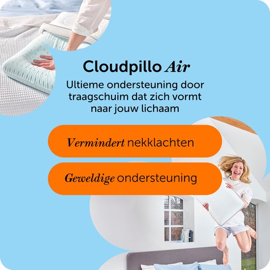 Cloudpillo Pillow - Air - 30 Nächte Probeschlaf - Ultimativer Komfort - Ventilierend und stützend - Perfekt für alle Schläfer - Hypoallergen - Premium Qualität