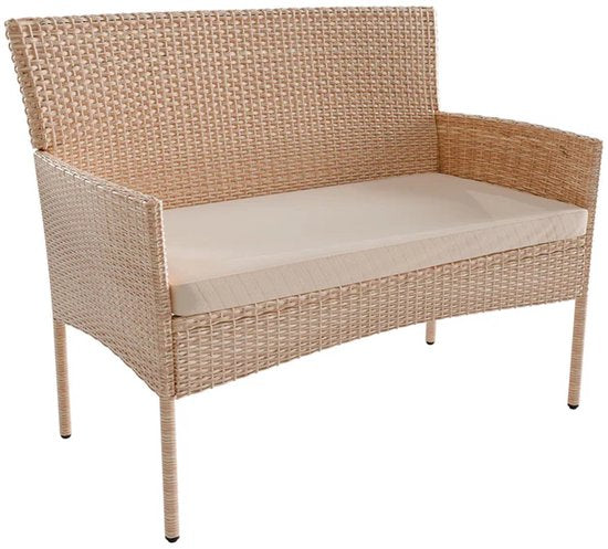 Garten-Set / Lounge-Set Fort Myers - 4 Stück - Polyrotan - Creme / Sand