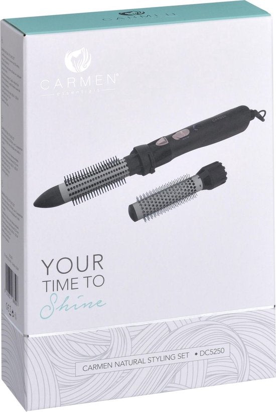 Carmen DC5250 - Haarbürste - 550 Watt - Einziehbare Zähne - 2 Aufsätze - Doppelspannung