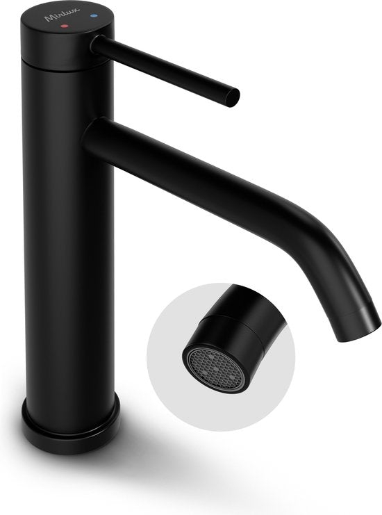 Mirlux Waschtischarmatur Schwarz - Waschtischmischer Bad - Waschtischarmatur - Waschtischarmatur / WC-Armatur - Wasserhahn - Kalt- und Warmwasserarmatur - Toilettenarmatur Kalt- und Warmwasser