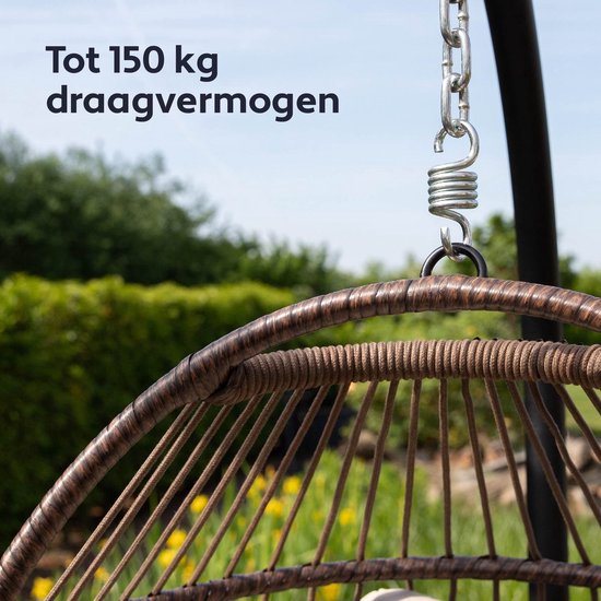 Vita5 - Hängesessel - für drinnen und draußen - bis zu 150kg - faltbar - inkl. Ständer, Kissen & Schutzhülle - Cremeweiß
