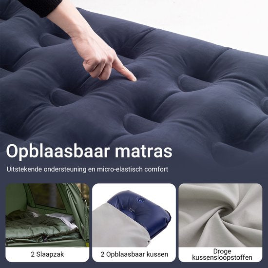 SoBuy OGS32-II-L-GR Aufblasbares Camping-Zelt - Dunkelgrünes Textil 193x145cm