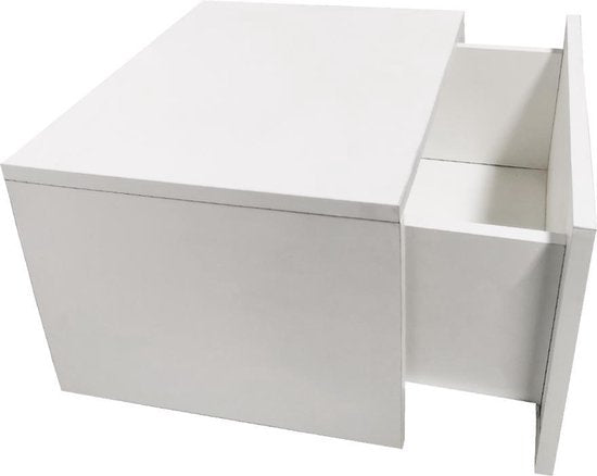 Schwebender Nachttisch - Hängedielenschrank - mit Schublade - 50 cm breit - weiß