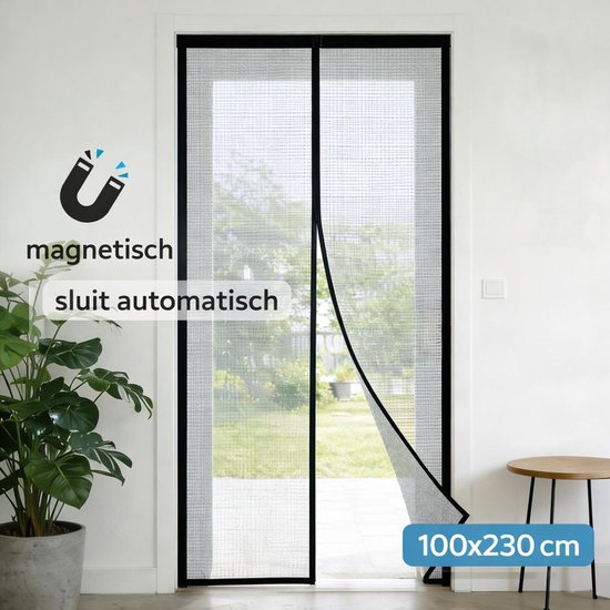 Ceruzo Türvorhang 100x230 cm - Magnetisch - Fliegenvorhang - Schwarz - Klettverschluss