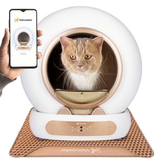 Quadruped Fresh 3 - Automatische Katzentoilette - Selbstreinigend - Gesteuert über App - 65L - inkl. Matte und 3 Rollen Sammelbeutel