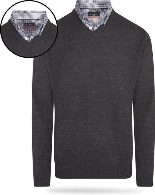 Pierre Cardin - Herren Pullover Mock Pullover - Grau - Größe L