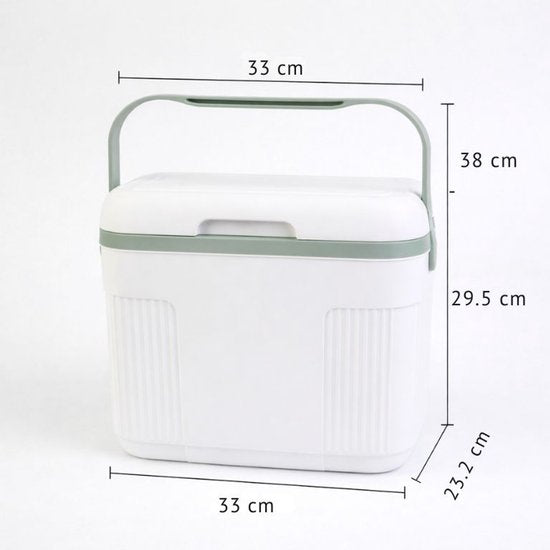Ceruzo Kühlbox 10 l – Kompakt – Kühlelement im Deckel – Camping-Kühlbox – Weiß-Grün